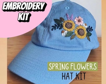DIY Embroidered Hat Kit: Spring Flowers