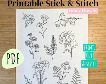 PRINTABLE Fancy Flowers Stick & Stitch PDF