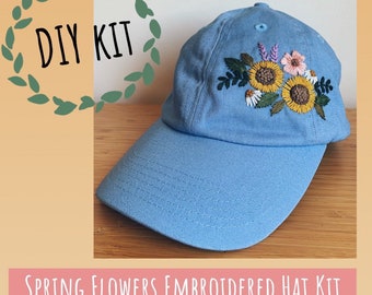 DIY Embroidered Hat Kit: Spring Flowers