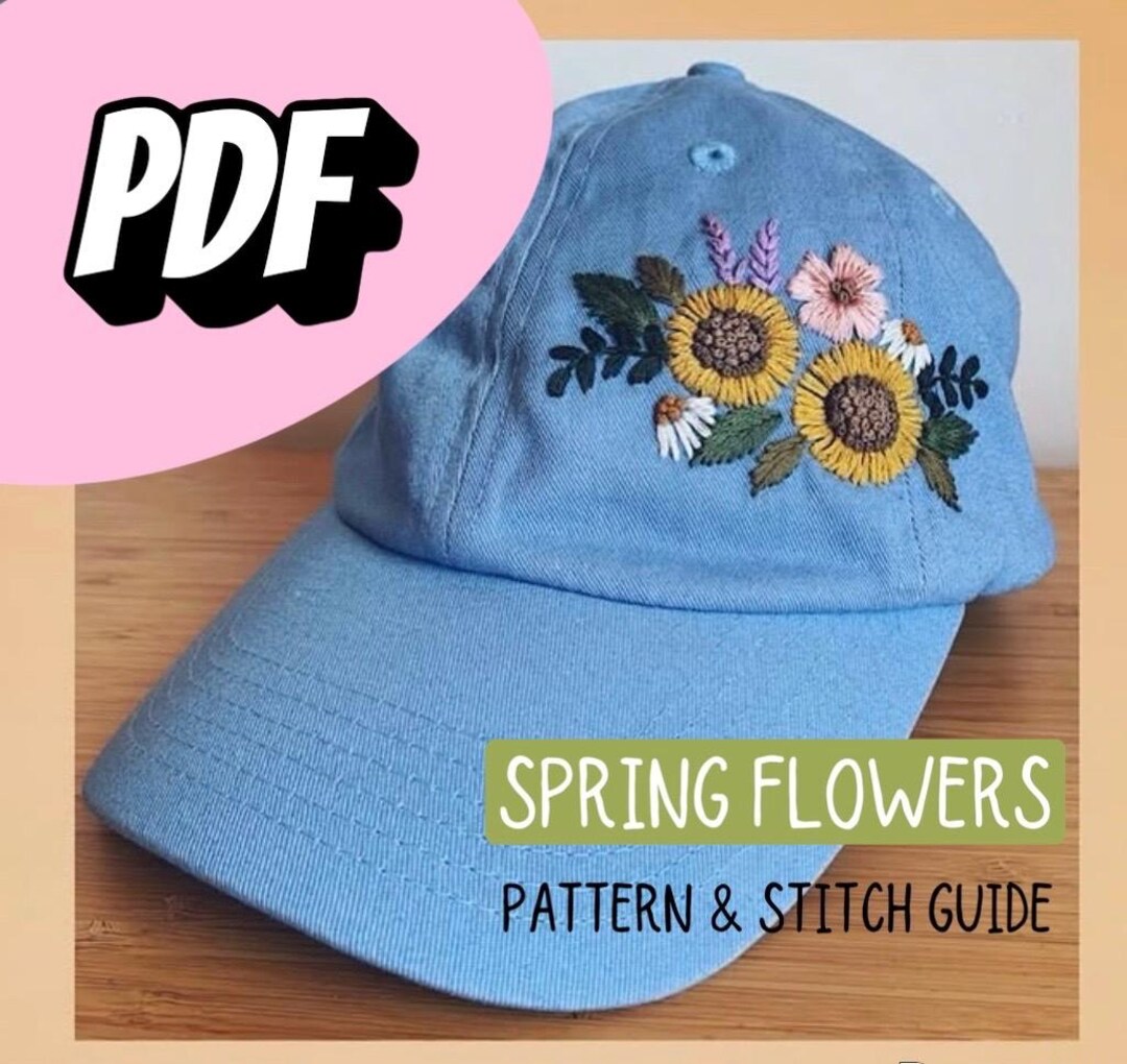 Spring Flowers Embroidered Hat PDF Pattern - Etsy
