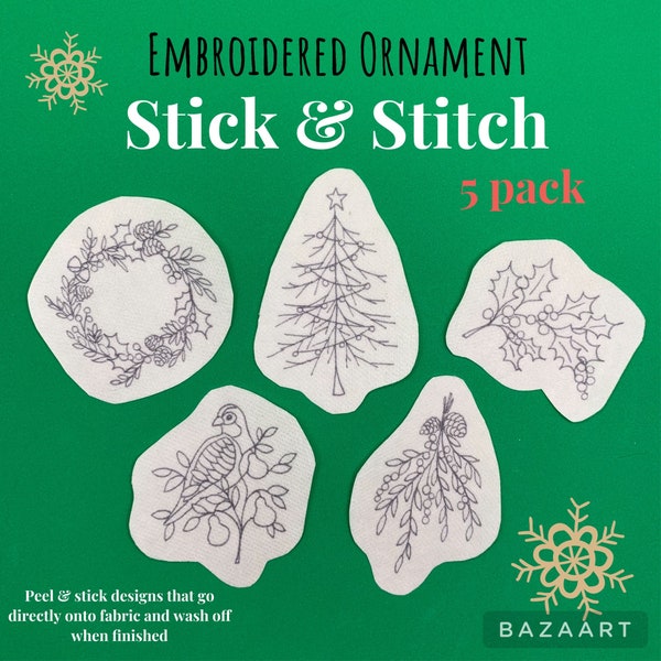 Holiday Stick & Stitch - Embroidered Ornaments 5 Pack