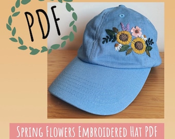 Spring Flowers Embroidered Hat PDF Pattern