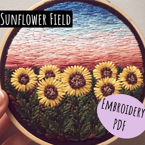 Sunflower Embroidery Pattern Pdf Pattern Beginner Embroidery Etsy Canada