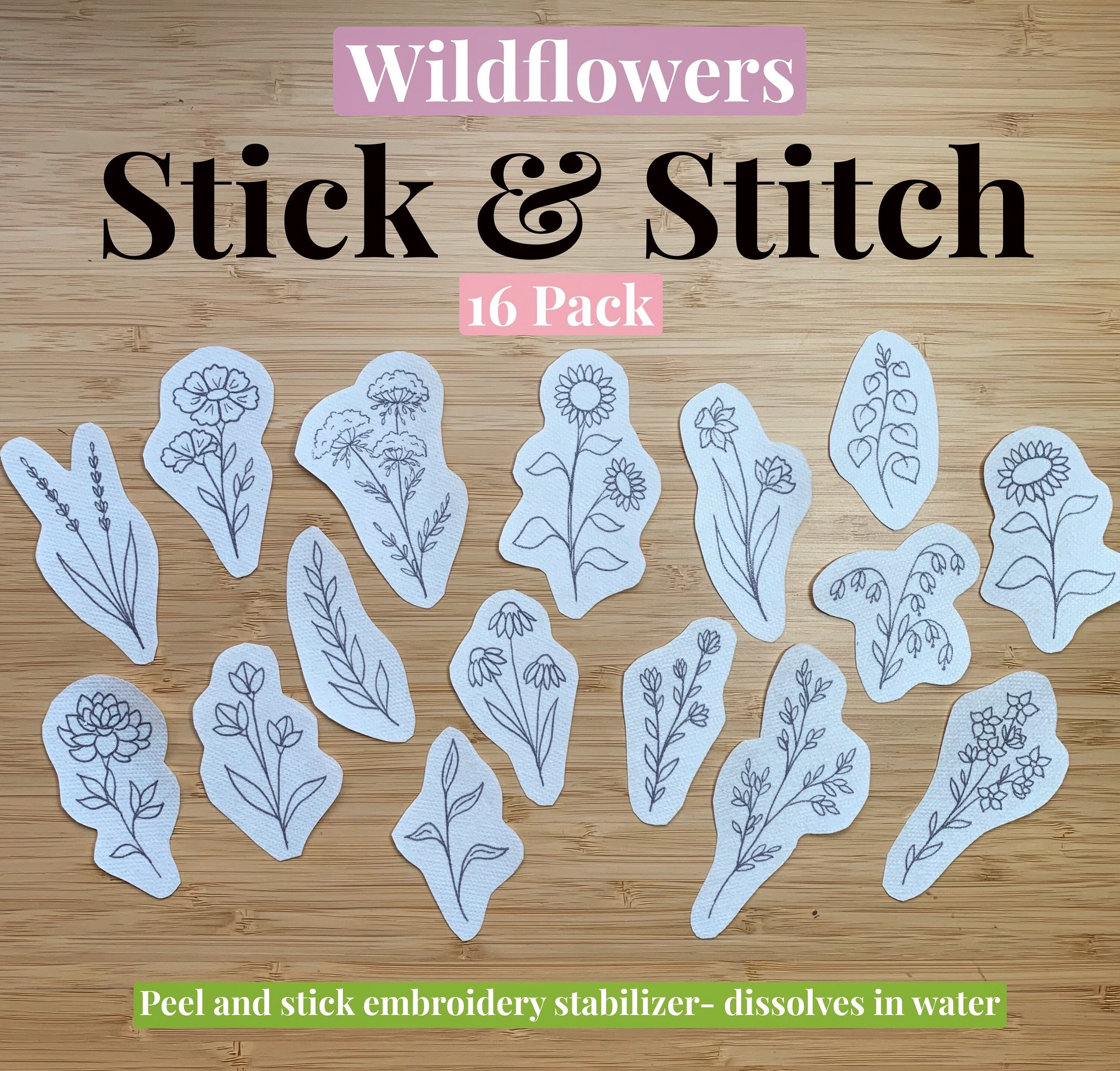 Summer Stick and Stitch Embroidery, Stick and Stitch Patterns, Water  Soluble Embroidery Designs for Clothing 