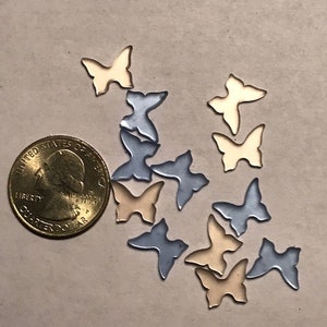 12 pcs Matte Glass Flatback Butterflies, 6 pcs each color shown