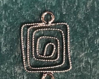 12 pcs Vintage Wire pendants, silver plated, connectors