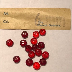 36pcs 6mm Vintage Siam Red Glass Fire Polished West German beads