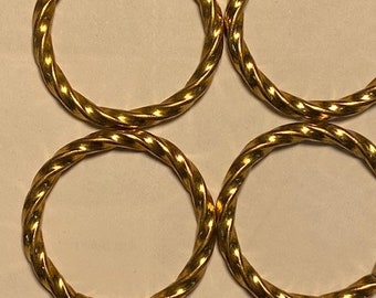 20 pieces Large Brass Looking Twisted Jump Rings, 1 1/2" round