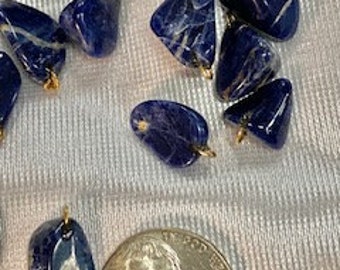 12 PIECES Genuine Sodalite Nuggets with loop
