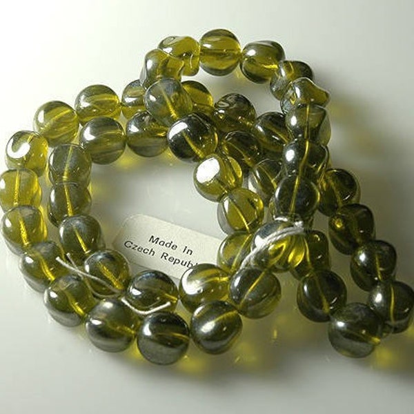 3 strands Czecho Druk Glass faceted beads, Celdon 13mm 72 beads / strand