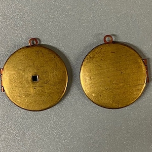 Vintage Raw Brass 30mm Round Locket with swedge hole