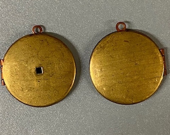 Vintage Raw Brass 30mm Round Locket with swedge hole