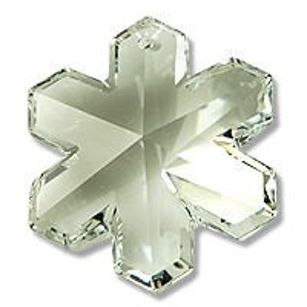 3 pcs Swarovski Crystal Snowflake 25 mm Faceted, both sides with full top drill hole.