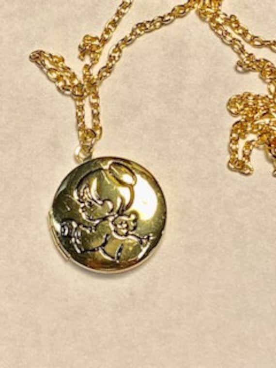 Gold Plated Angel Locket with 18" chain - image 1