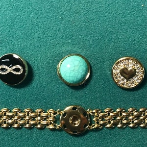 1 Snap Bracelet, gold plated with three snaps, 7 1/4&quot; long with 2&quot; extender