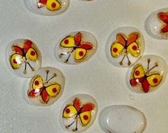 36 Pieces Vintage Limoge Oval with Orange/Yellow butterfly