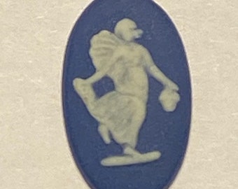 1 Piece Genuine Blue Wedgewood Angel Cameo, 15 x 10mm oval