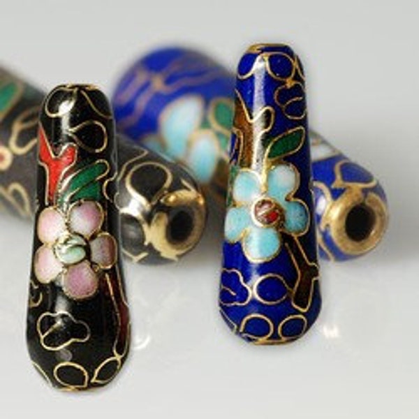 10 pieces Genuine Cloisonné Teardrops, 21 x 7mm