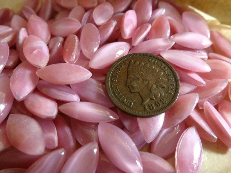144 pieces Vintage Glass Pink Moonstone Navette 10x 5mm