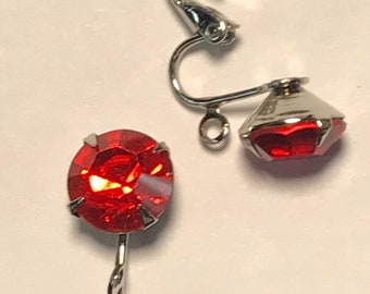 2 pairs Swarvoski Clip earrings with loop, silver plated, 47ss,