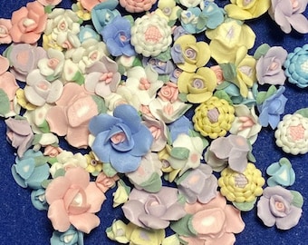 Assorted Porcelain Roses, Mixed Colors and Sizes