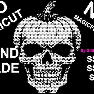 Modèle numérique Halloween citrouille Skoll SS6 SS10 SS16 strass strass pour place à la main. T-shirt à capuche taille A4. Pas de Cricut Pas de troupeau magique