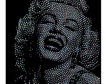 マリリン・モンロー スワロフスキー スタイル ラインストーン クリスタル デジタル テンプレート ハンドメイド用。50 cm x 40 cm サイズ 絵画 ウォール アート デコレーション レストラン パブ。