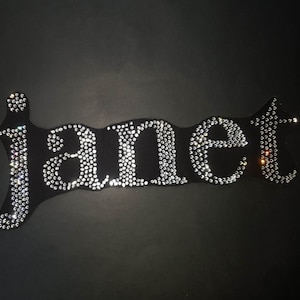 Janet Rhinestone Patch,  Super Blinged Iron on Patch with Adhesive,DIY Applique for T-shirts, Tote Bags & More,Janet Jackson SS10 stones