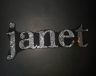 Janet Rhinestone Patch,  Super Blinged Iron on Patch with Adhesive,DIY Applique for T-shirts, Tote Bags & More,Janet Jackson SS10 stones