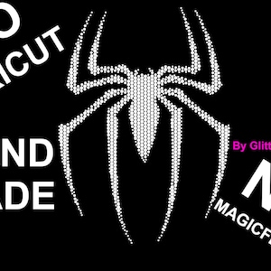 Modèle numérique Spider LOGO SS6 SS10 SS16 en strass pour la pose à la main. T-shirt à capuche taille A4. Conception d&#39;Halloween sans Cricut, sans Magic Flock