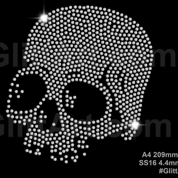 Crâne strass cristaux fer sur, Hotfix Transfer Halloween Skull, Skull Halloween T-shirt Iron On, | Strass Bling Design, Skull Patch