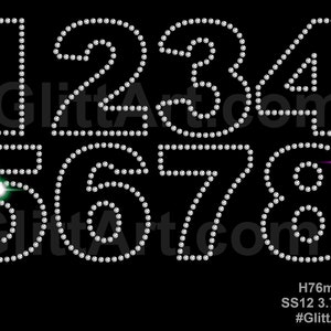 Numbers 3&quot; rhinestone crystals diamante iron on hotfix template instant digital download, svg, eps, png, dxf rhinestone template for cricut.