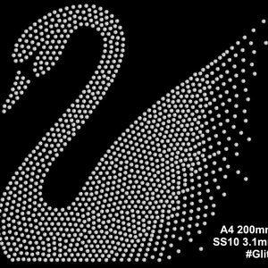 A Piece of Swan Rhinestone Appliqué, Swan Iron On, Swan Rhinestone Transfer Bling, Swan Hot Fix Motif Applique