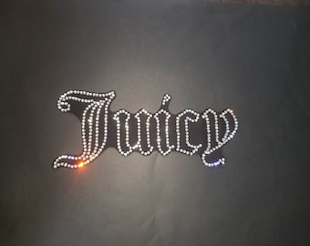 JUICY Rhinestone Patch,  Super Blinged Iron on Patch with Adhesive,DIY Applique for T-shirts, Tote Bags & More, Juicy Couture SS16 stones