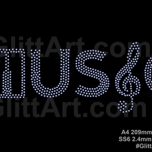 Music rhinestone crystals gems diamante template instant digital download, svg, eps, png, dxf rhinestone template for cricut, plotter.