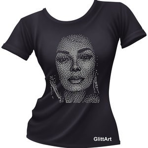 Rhinestone SS10 or SS6 A4size custom Portraits  Iron-on Transfer Bling Crystals Swarovski STYLE - Make Your Own Shirt Hoodie DIY
