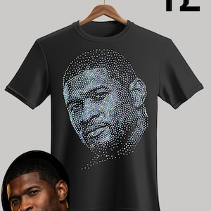 Usher | Digital skiss av strass | Stryk-på-mall | Gör-det-själv-snabbfix-överföringsdesign | Anpassad strasskonst