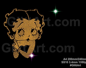 Betty Boop SS10 rhinestone crystals diamante template digital download, svg, eps, png, dxf rhinestone template for cricut plotter.