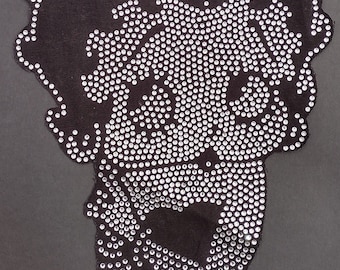 Betty Boop Rhinestone Patch,  Super Blinged Iron on Patch with Adhesive,DIY Applique for T-shirts, Tote Bags & More, Betty Boop SS10 stones