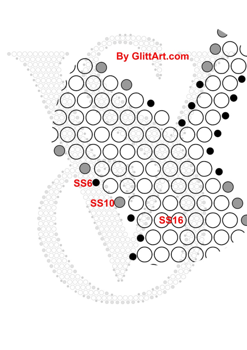 Vs Rinestone VS LOGO SS6 SS10 SS16 Rhinestone Digital Template for Hand Place. A4 ...