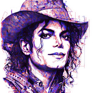 Michael Jackson G-kodfil för pennplotter | A2 digital ritning | AxiDraw, X-Hu, PlotterBot | Direkt nedladdning | Linjeteckningsvektor |