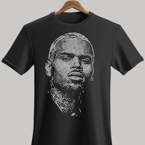 Chris Brown | Digital Rhinestone Portrait Sketch | Iron On Template| DIY Hotfix Rhinestone Transfer Design | Custom Rhinestone Art