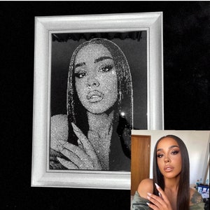 Swarovski crystals custom portrait, Personalised Rhinestone Portraits ,Custom canvas portrait, Portrait from photo, Diamont Art
