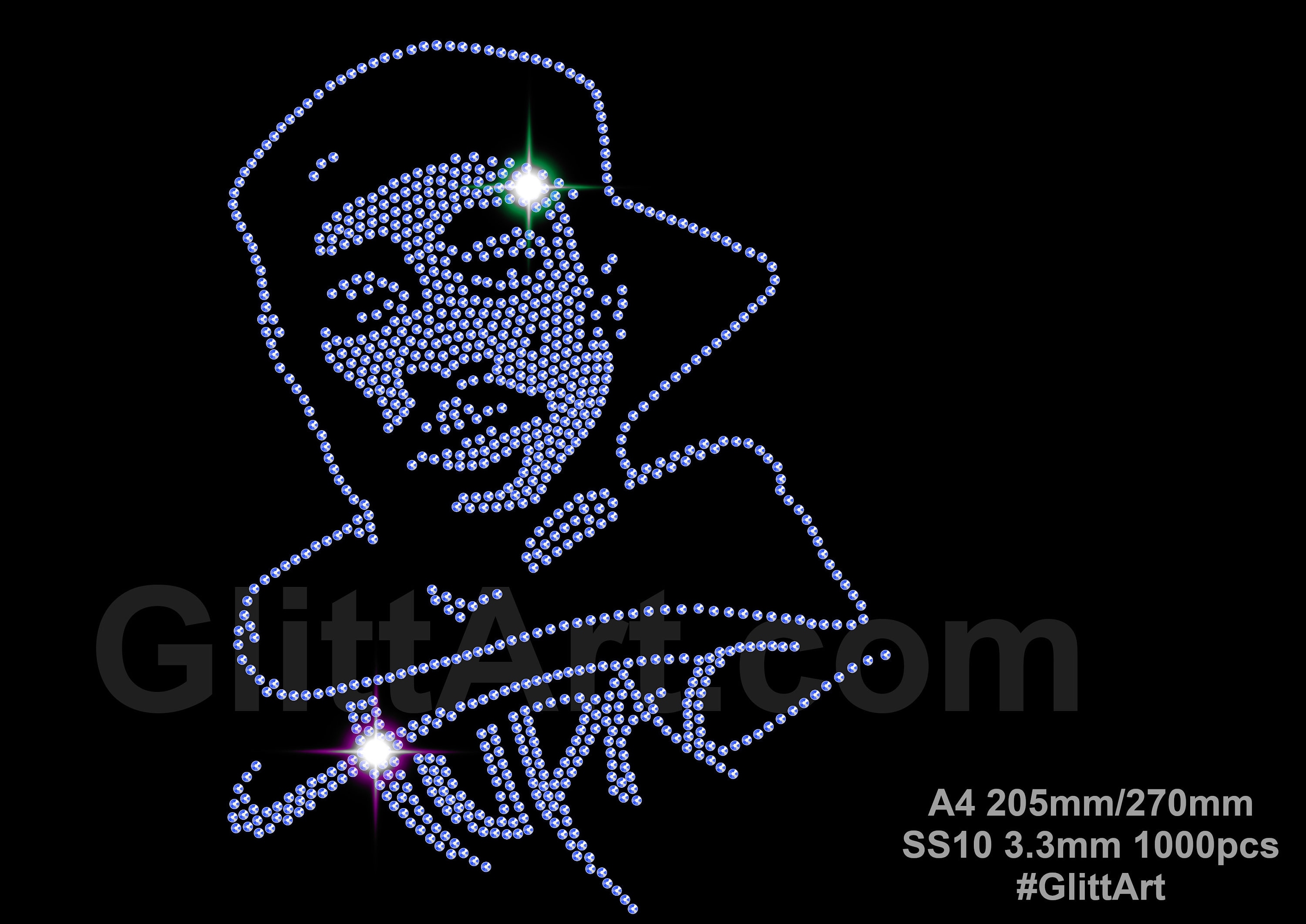 TUPAC Sparkling Diamonte Rhinestone Transfer Iron On Motif Hotfix, Music tupac, Rhinestone crystals diamante transfer 2pac