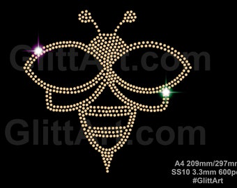 Abeille, bourdon, cristaux de strass gemmes modèle strass téléchargement numérique, svg, eps, png, modèle de strass dxf pour cricut, traceur.