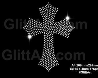 CROSS Rhinestone Crystals Gems Diamante Template Digital