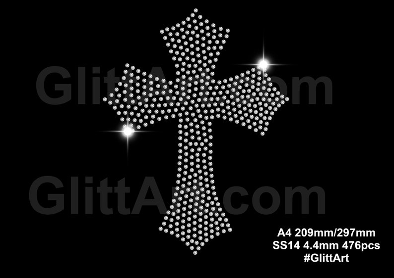 CROSS Rhinestone Crystals Gems Diamante Template Digital Download, Svg ...