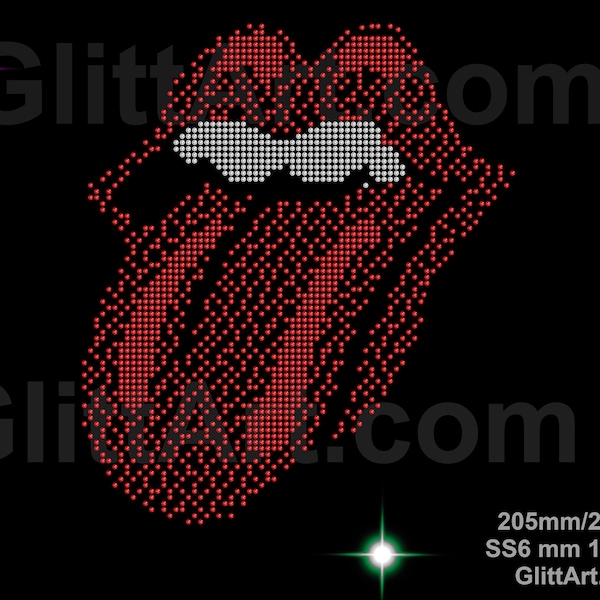 Lips toungue rhinestone crystals gems diamante template digital download, svg, eps, png, dxf rhinestone template for cricut plotter.