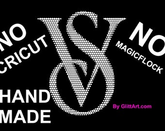 VS LOGO SS6 SS10 SS16 rhinestone digital template for Hand place. A4 size t shirt hoodie. No Cricut No Magic Flock