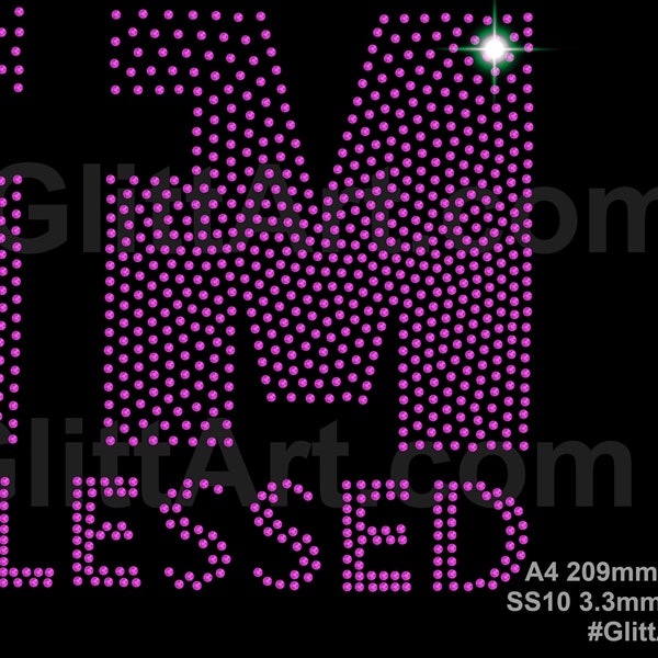 I'm Blessed Cross rhinestone crystals gems diamante template digital download, svg, eps, png, dxf rhinestone template for cricut, plotter.